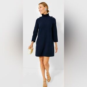 Tuckernuck Navy Ruffle-Neck Mini Dress
